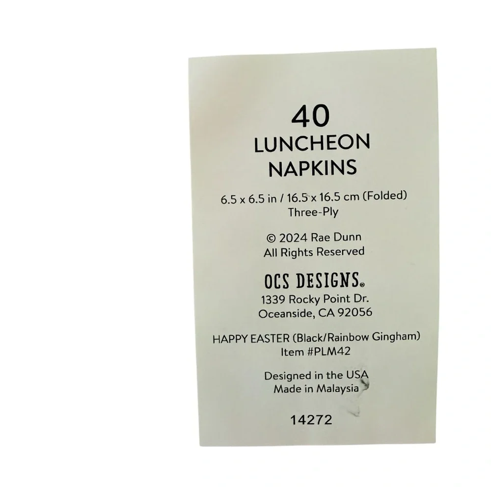 Rae Dunn Happy Easter 40 Pack Pastel Multicolor Plaid Easter Napkins